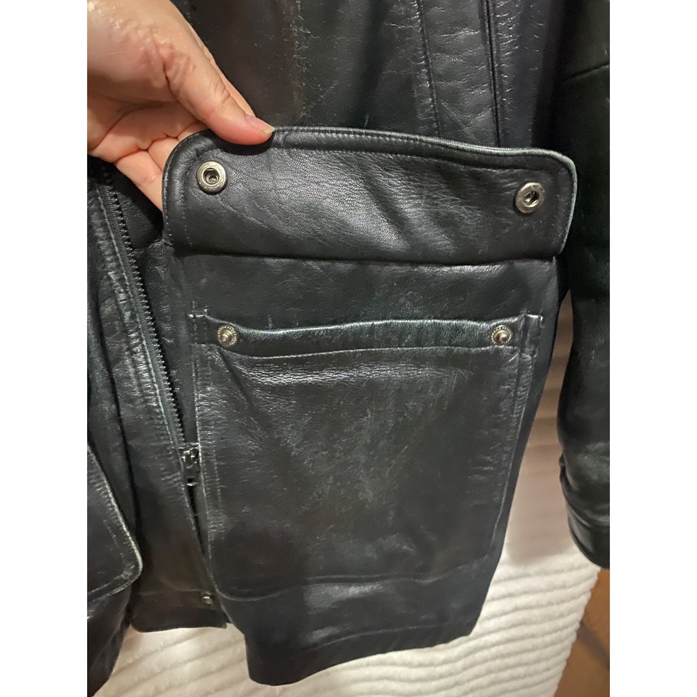 Wilson's Leather Men's Black Leather Coat Large Thinsulate Zip Out Liner Winter - Picture 8 of 15